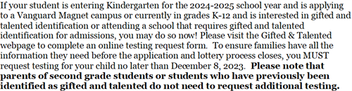 Gifted and Talented Testing Request